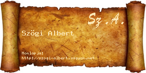 Szögi Albert névjegykártya